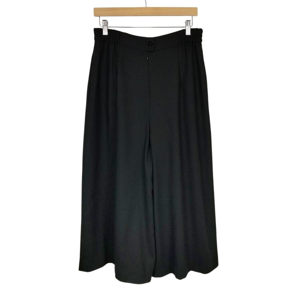 Talbots Vintage Women's 100% Wool Black Wide Leg High Rise Cropped Pants Size 14